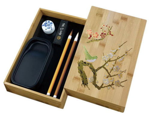 Kuretake Two-Brush Calligraphy Bamboo Box Set | Japan Trend Shop