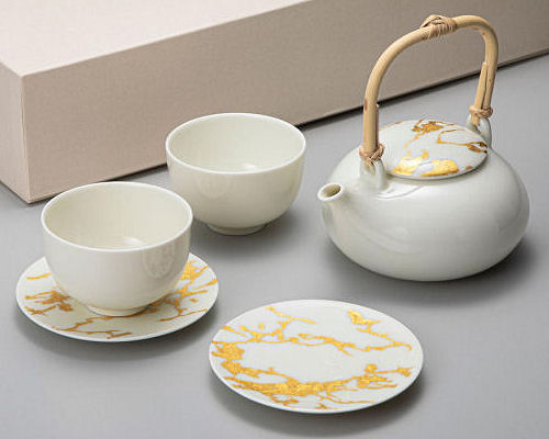 Hakuichi Gold Leaf Marble Tea Set | Japan Trend Shop